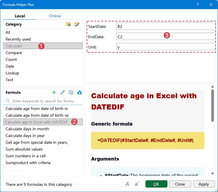  specify the operations in the dialog box