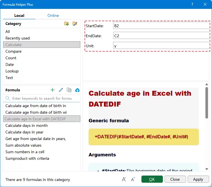  specify the operations in the dialog box