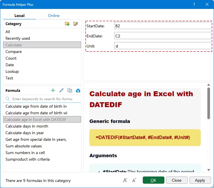  specify the operations in the dialog box