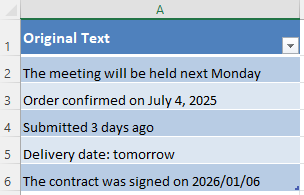 dates are embedded in text and expressed in different ways