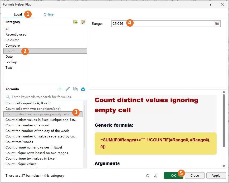 a screenshot showing how to find and configure the formula