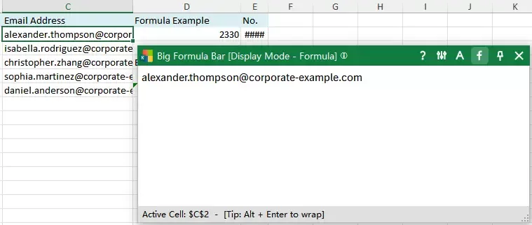 display cell content