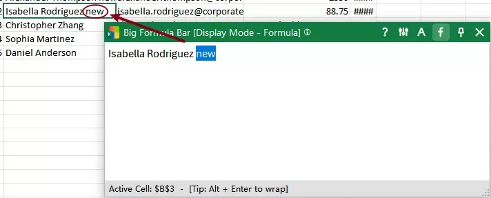 edit in big formula bar