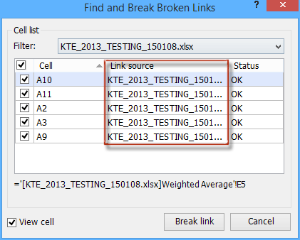 Quickly find and break broken links (external references) in Excel
