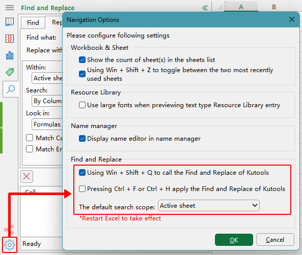 Navigation Options dialog
