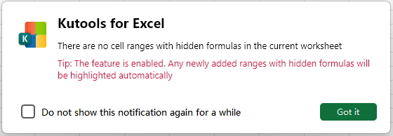 Change the highlight color for hidden formula cells