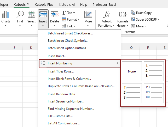 apply insert numbering