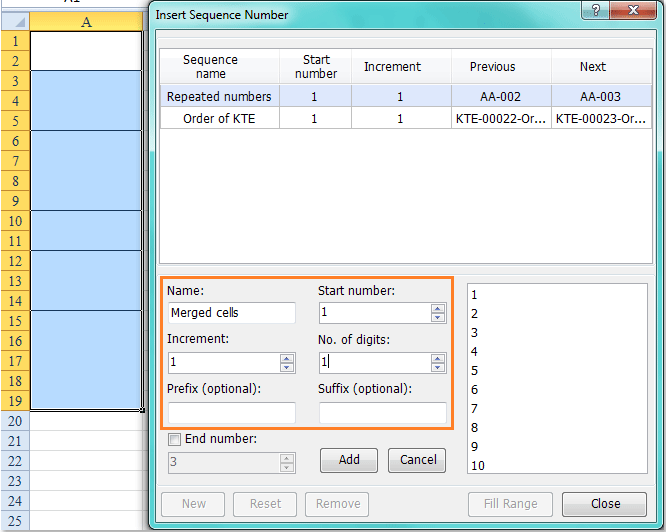 Quickly Create And Insert Unique Sequential Numbers In Excel