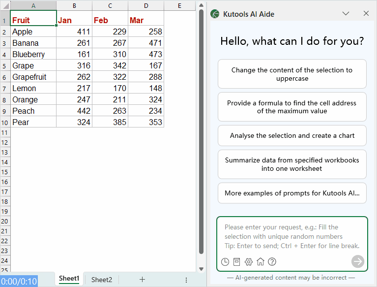 Generate chart with kutools ai