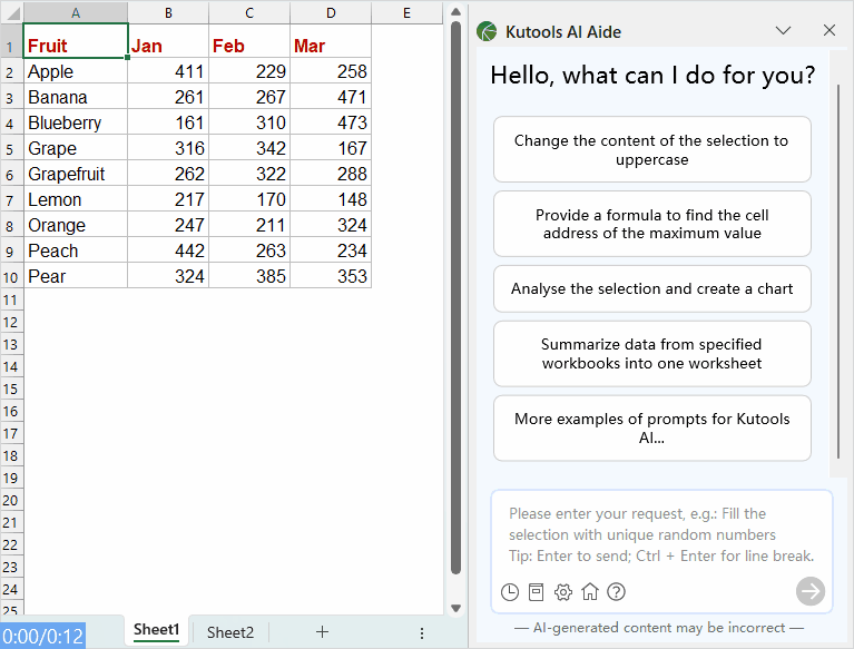 Invoke Kutools Functions with kutools ai