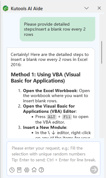 type the requirement into the chat box