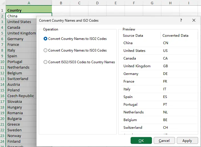 Convert Country Region Names and ISO Codes