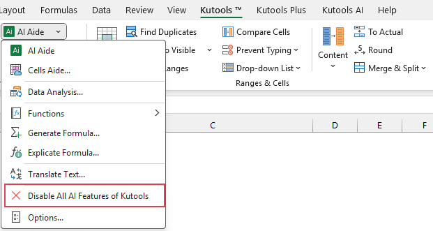 disable Kutools AI