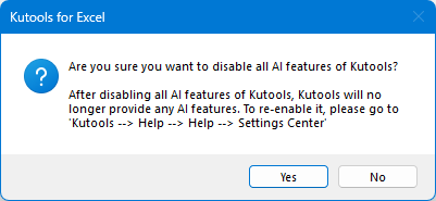 disable Kutools AI