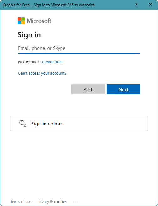 Sign in to Microsoft 365 to authorize Kutools for Excel