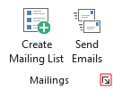Open Outgoing Server Settings from the Send Emails dialog box launcher