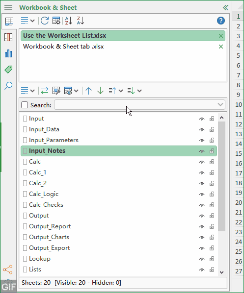 Search for sheets by name