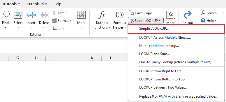 click simple vlookup