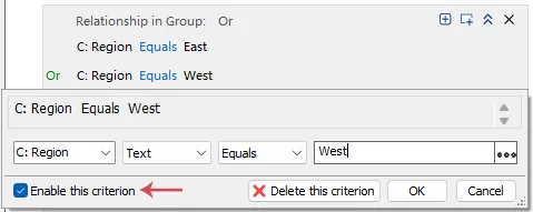 Enable or Disable a Criterion
