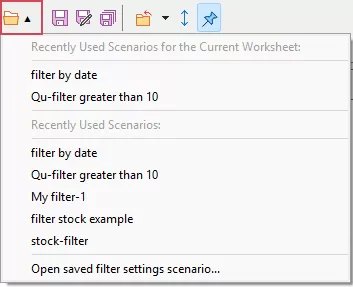 Open saved filter settings scenario