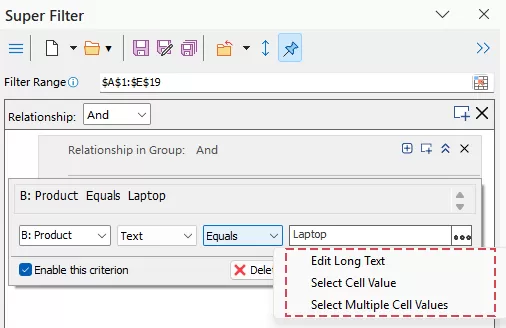 Three Ways to Specify the Filter Value