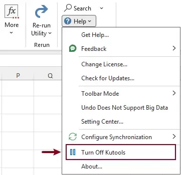 a screenshot of turning off kutools