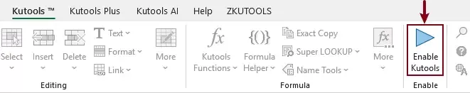 a screenshot of enabling kutools