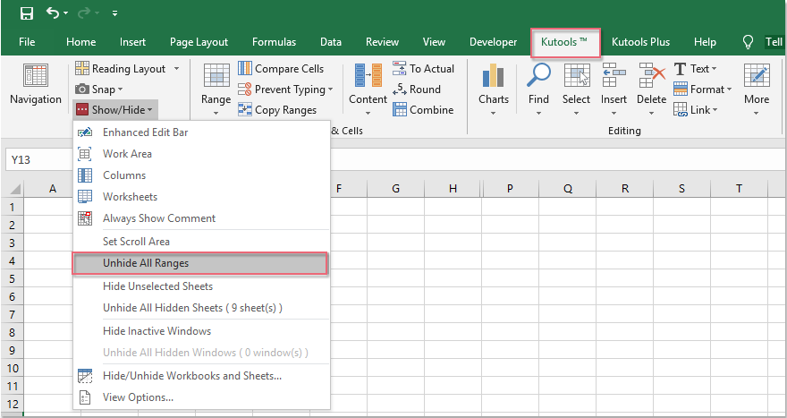 Quickly Unhide All Rows And Columns In Excel 4308