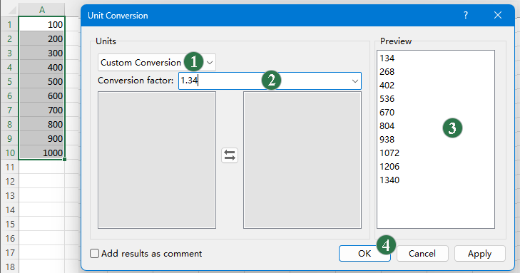 Custom conversion factor in Unit Conversion