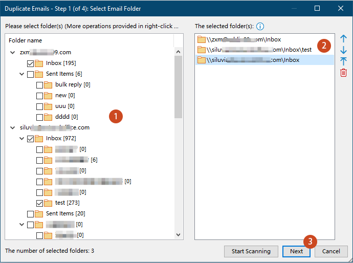 select folders to search for duplicates