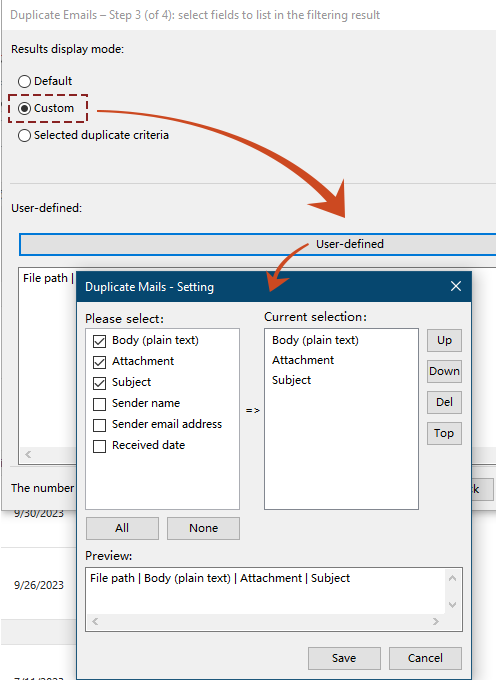 custom result display mode