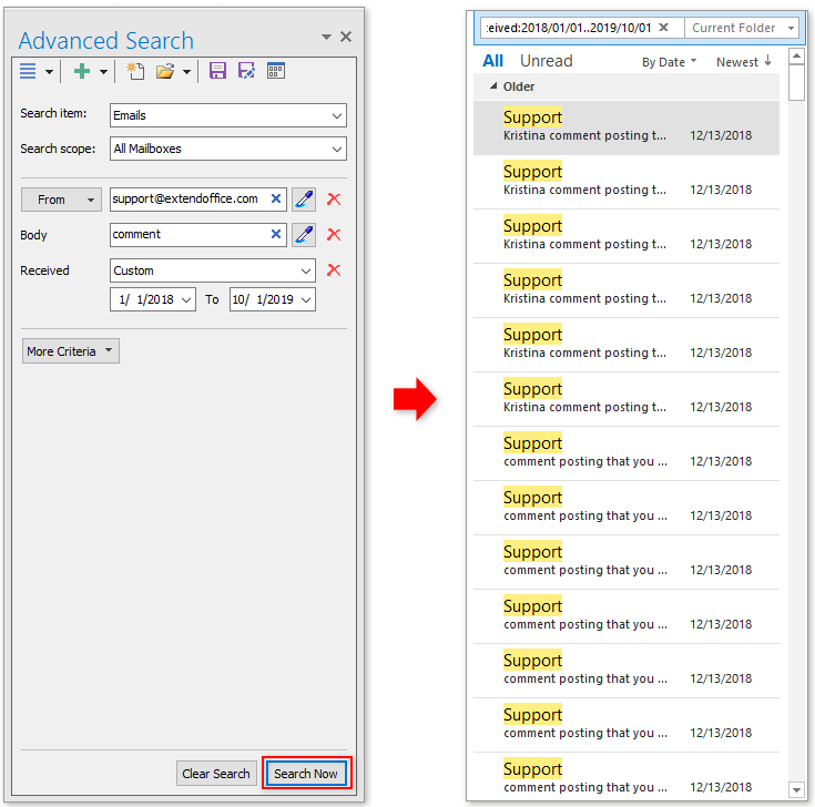 disparou pesquisa avançada e-mail 8