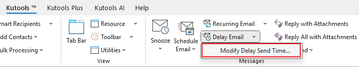 Modify Delay Send Time option on the ribbon