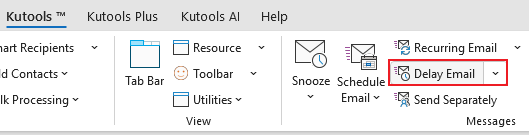 Delay Email option on the ribbon