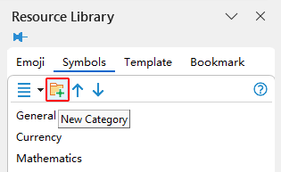 New Category button on the Symbols pane toolbar