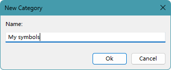 New Category dialog box for creating a custom symbol category