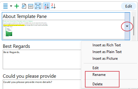Delete or Rename a Template