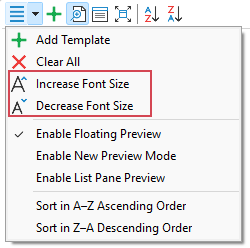 SIncrease Font Size / Decrease Font Size