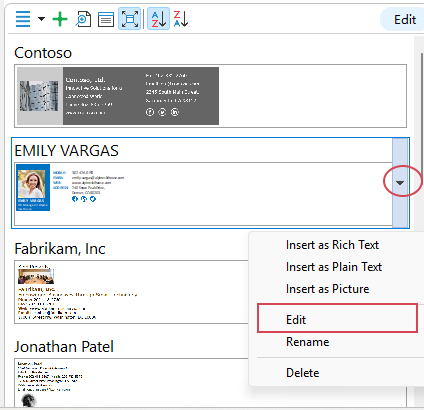 choose Edit in the pane