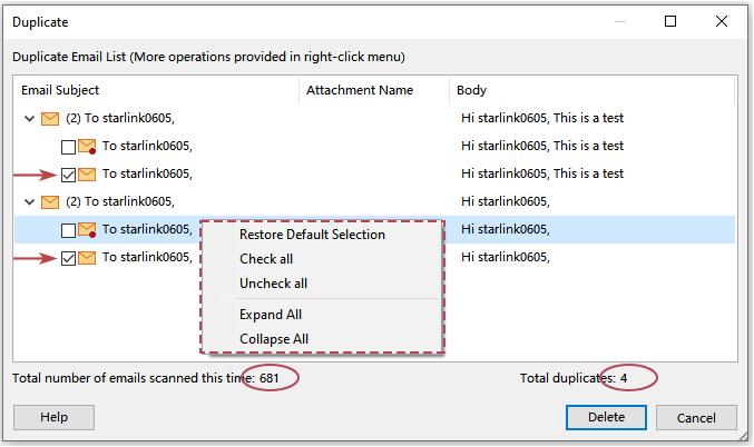 Review the duplicate groups