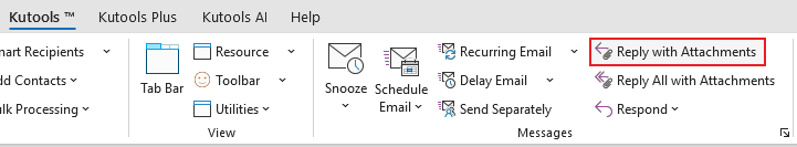 A screenshot showing the Reply w/ Attach option on the ribbon
