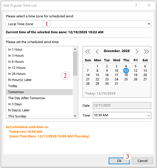 shot of adding a popular time