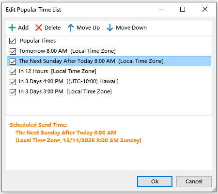 shot of the Edit Popular Time List button
