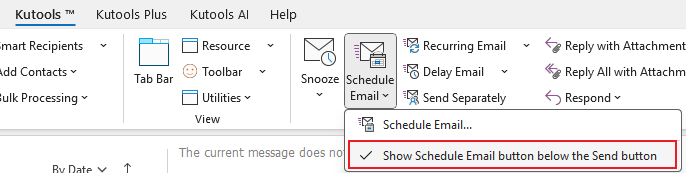 Show Scheduled Email button below the Send button