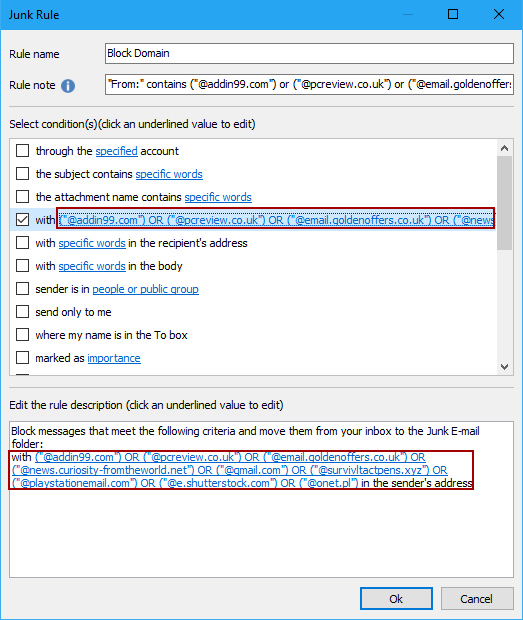 Easily block multiple sender domains at once in Outlook