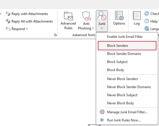 click block senders feature