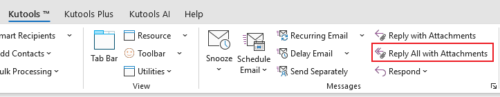 A screenshot showing the Reply All w/ Attach option on the ribbon