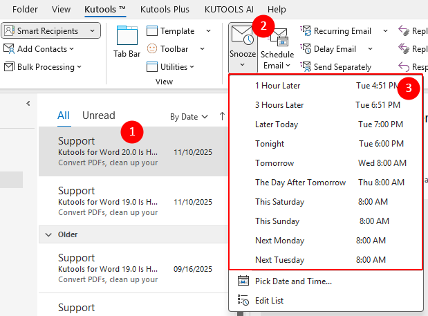 shot-kutools-snooze-select-date-time-in-the-drop-down-list