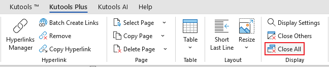 Close All feature in Kutools for Word