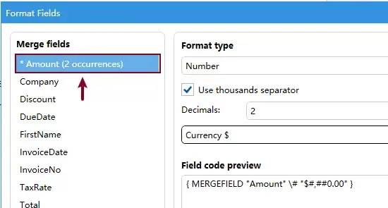 the same fields are formatted at once